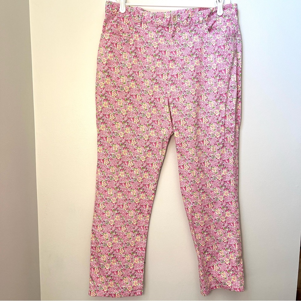 Ralph Lauren Pink Floral Chino Straight Leg Pants 16 W